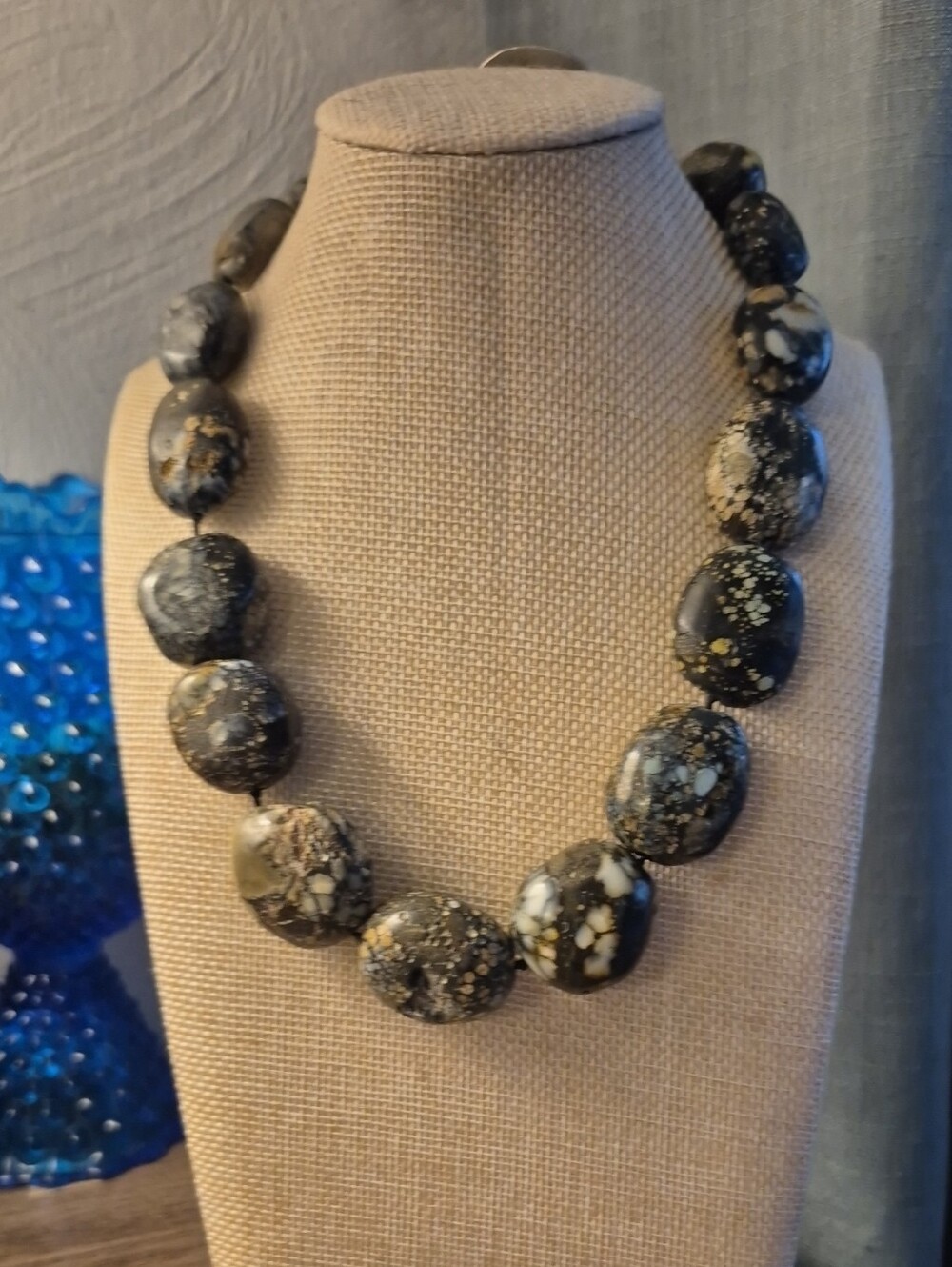 Turritella Agate Stone Bead Necklace 925 Necklace